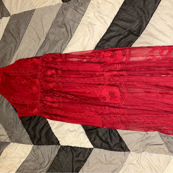 Entra red floral long dress - Picture 1 of 3